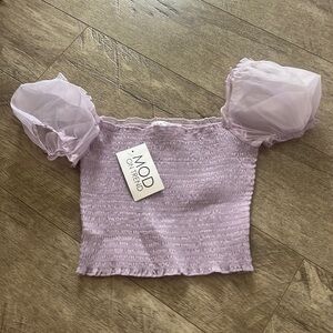 NWT Boutique (MOD On Trend) Smocked Ruffle Top Size: Small Color: Lavender